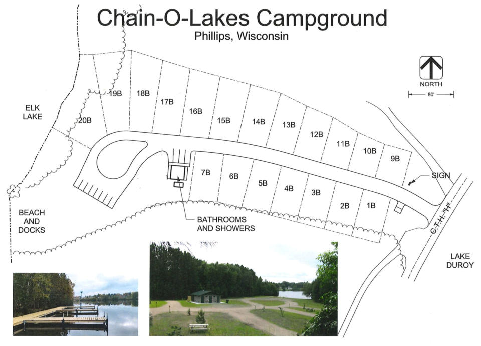Chain-O-Lakes Campground Map | Phillips, Wisconsin